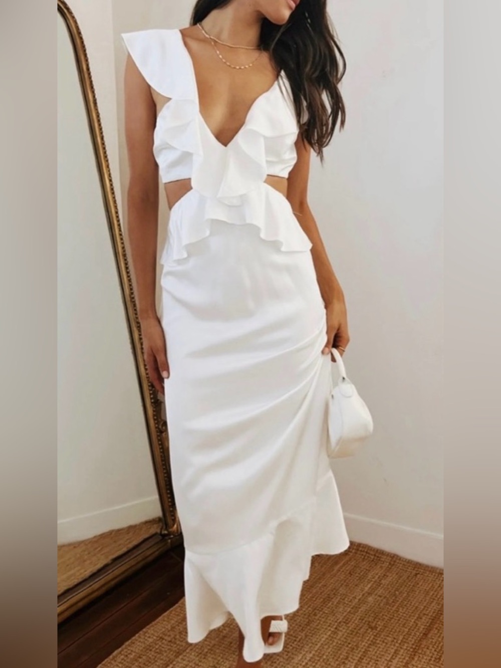 Show Me Your MuMu ZOEY White Cutout Midi Dress NWT